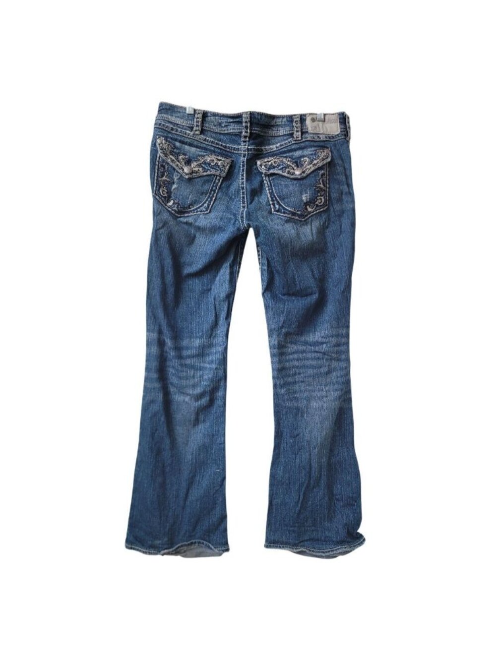Silver Jeans Embroidered Y2k Rhinestone 90s Vintage Low Waisted Bootcut Denim